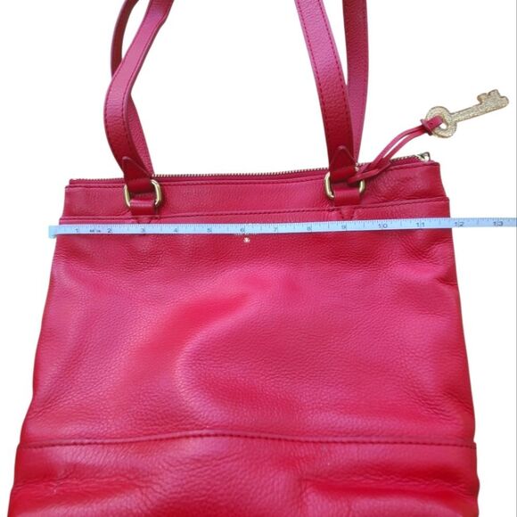 Fossil Red Leather Small Tote Bag Purse - Picture 4 of 14